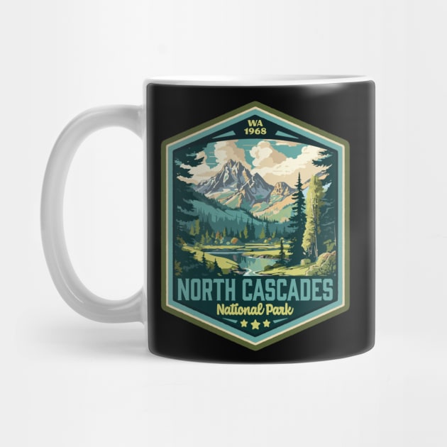 North Cascades National Park Vintage WPA Style Outdoor Badge by GIANTSTEPDESIGN